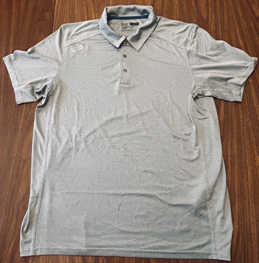 5.11 Tactical Paramount Polo Shirt, Snap Button, Gray - Men’s Large